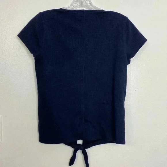 J.Crew Gauze Navy Blue Tie Button Up Top - Picture 5 of 5